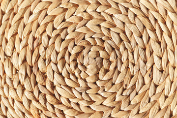 Wicker round placemat surface texture top view