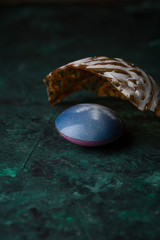 Chocolate candy and piece of christmas decorations