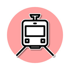 Naklejka premium tram sticker icon. Simple thin line, outline vector of web icons for ui and ux, website or mobile application