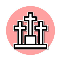 cemetery sticker icon. Simple thin line, outline vector of web icons for ui and ux, website or mobile application