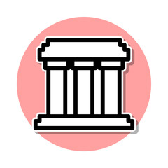 building with columns sticker icon. Simple thin line, outline vector of web icons for ui and ux, website or mobile application