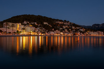 Fototapeta na wymiar Night cityscape, Seascape, Mediterenian, Spain, Italy, Greece, Islands