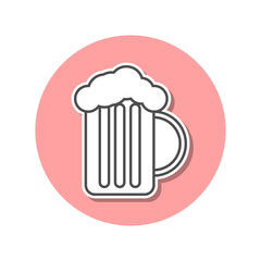 beer glass sticker icon. Simple thin line, outline vector of web icons for ui and ux, website or mobile application