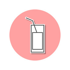 a glass of juice sticker icon. Simple thin line, outline vector of web icons for ui and ux, website or mobile application