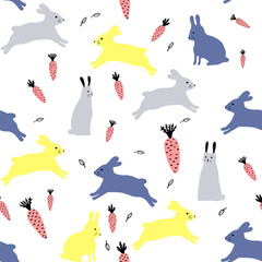 Seamless pattern with bunnies