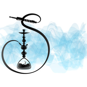recommend clip art: Hookah silhouette for relaxation and smoking cafe bar illustration