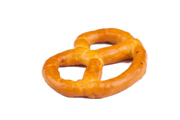 Salt pretzels isolated on white background.Copy space