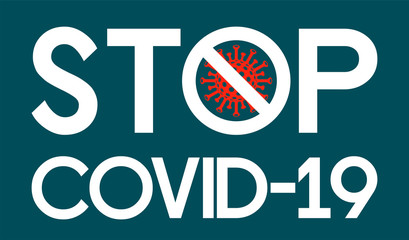 Stop covid-19 white title.