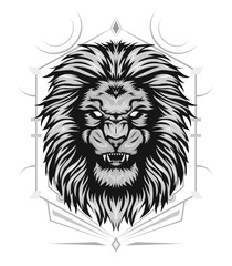 Angry lion king head logo