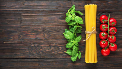 Cooking authentic Italian pasta. Spaghetti Ingredients