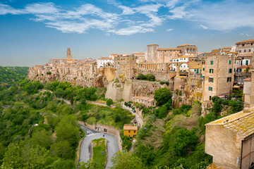 Panoramic view at the Pitigliano old town - Tuscany, Italy