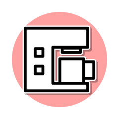 Coffee machine sticker icon. Simple thin line, outline vector of web icons for ui and ux, website or mobile application