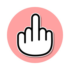 Hand with middle finger sticker icon. Simple thin line, outline vector of web icons for ui and ux, website or mobile application