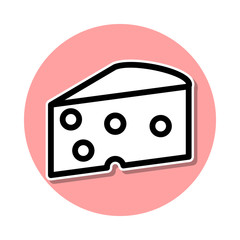 Piece of cheese sticker icon. Simple thin line, outline vector of web icons for ui and ux, website or mobile application