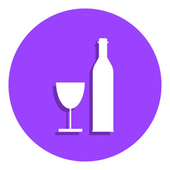 Wine bottle and wine glass silhouette badge icon. Simple glyph, flat vector of web icons for ui and ux, website or mobile application