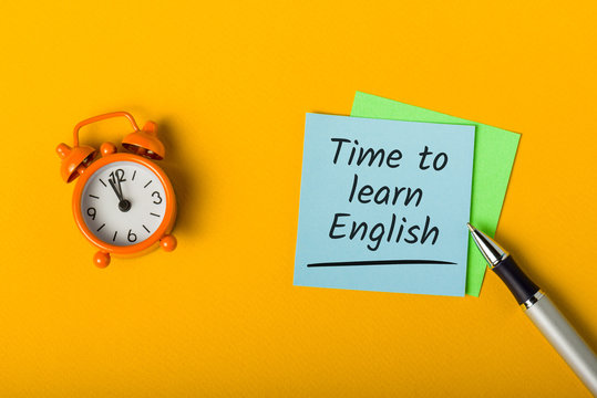 Time to Learn English online - message with advice. Education and self-development at quarantine time