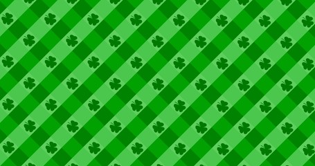 Patrick Day background with falling shamrock leaf pattern. For festive pub party. 3d render 3D illustration