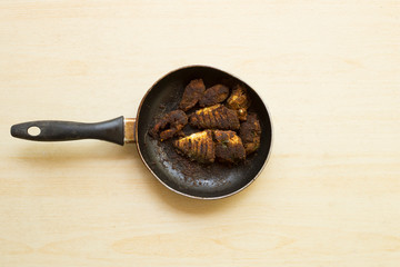 Mouth watering deep fried salmon steaks, Fried fish in the pan