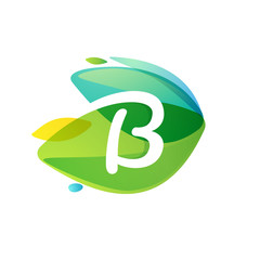 Letter B logo in dynamic leaves intersection shape.