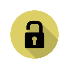 open lock long shadow icon. Simple glyph, flat vector of web icons for ui and ux, website or mobile application