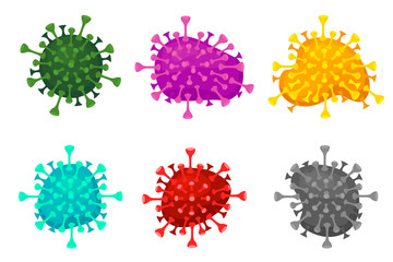 Cartoon viruses or bacteria of different shapes and colors.