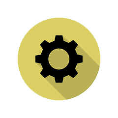 gear long shadow icon. Simple glyph, flat vector of web icons for ui and ux, website or mobile application