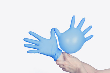 Lymphidema sign made with medicine gloves