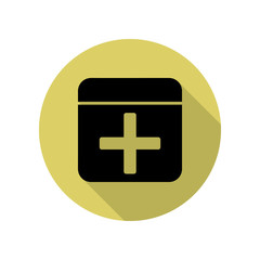 first-aid kit long shadow icon. Simple glyph, flat vector of web icons for ui and ux, website or mobile application