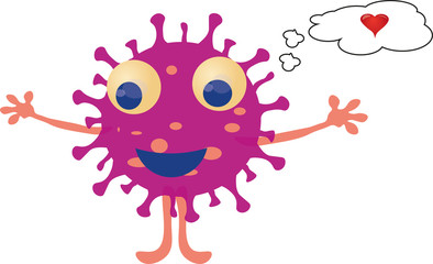 corona virus cute cartoon character open for a hug