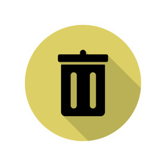 trash box long shadow icon. Simple glyph, flat vector of web icons for ui and ux, website or mobile application
