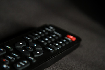Black colour emote, Close up black remote switches, Power off