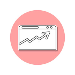 Chart in browser sticker icon. Simple thin line, outline vector of web icons for ui and ux, website or mobile application