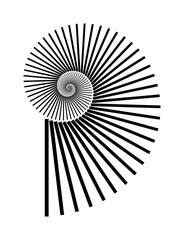 Abstract vector Archimedean spiral, shell symbol shape on a white background. Isolated spiral, template for design, hypnotic effect. Eps 10