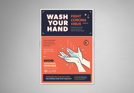 Orange and Blue Handwashing and Coronavirus Informational Flyer Layout