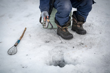 Fisherman on the Baikal lake in Siberia