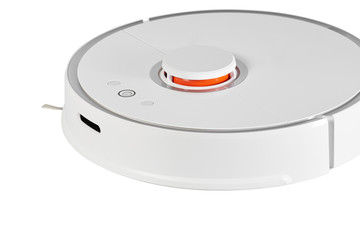 Fototapeta premium white Robotic vacuum cleaner isolated on white background
