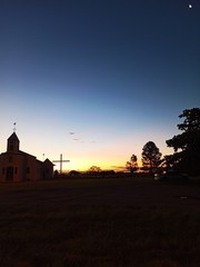 Sunset silhouette church