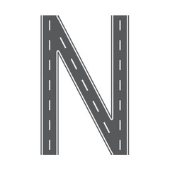 N letter for Road or street font. Flat and solid color vector illustration.