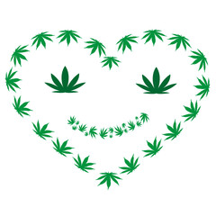 heart made of hemp leaves