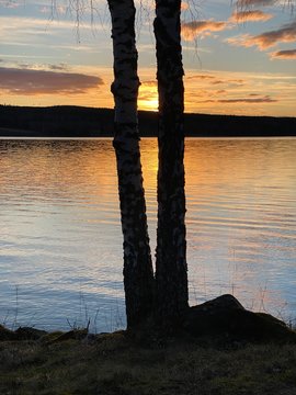 Sunset by the lake in Sweden