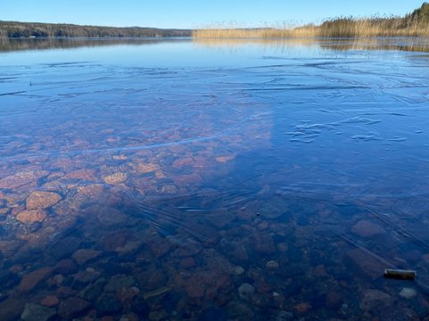 Lake with thin ice
