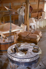 grinding wheel inside the mill, flour production in the 19th century in Canada