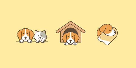 Cute pet dog and cat logo