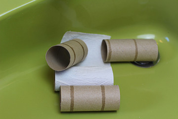 empty toilet papier roll in bathroom