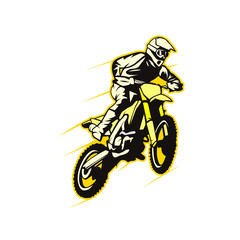 motocross bike on black background with jump freestyle yellow color illustration design vector