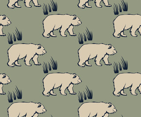 Vector background hand drawn doodle bear. Hand drawn ink illustration. Modern ornamental decorative background. Vector pattern. Print for textile, cloth, wallpaper, scrapbooking