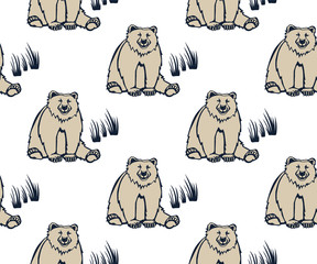 Fototapeta premium Vector background hand drawn doodle bear. Hand drawn ink illustration. Modern ornamental decorative background. Vector pattern. Print for textile, cloth, wallpaper, scrapbooking