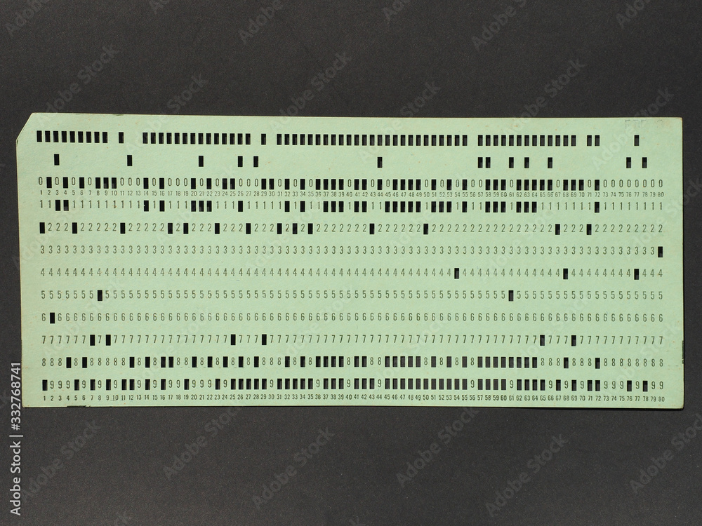 Wall mural green punched card for programming