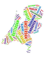 Netherlands list of cities word cloud concept