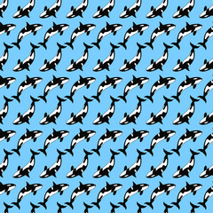 Seamless pattern of Sea animal killer whale. eps10 vector stock illustration. 